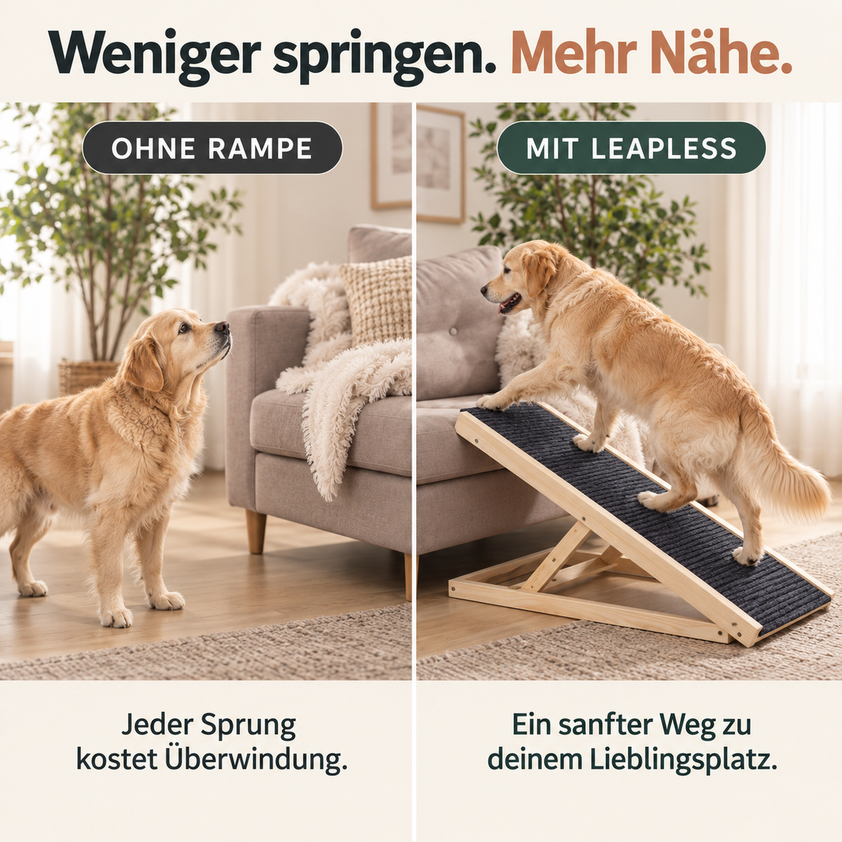 Gelenkschonende Hunderampe